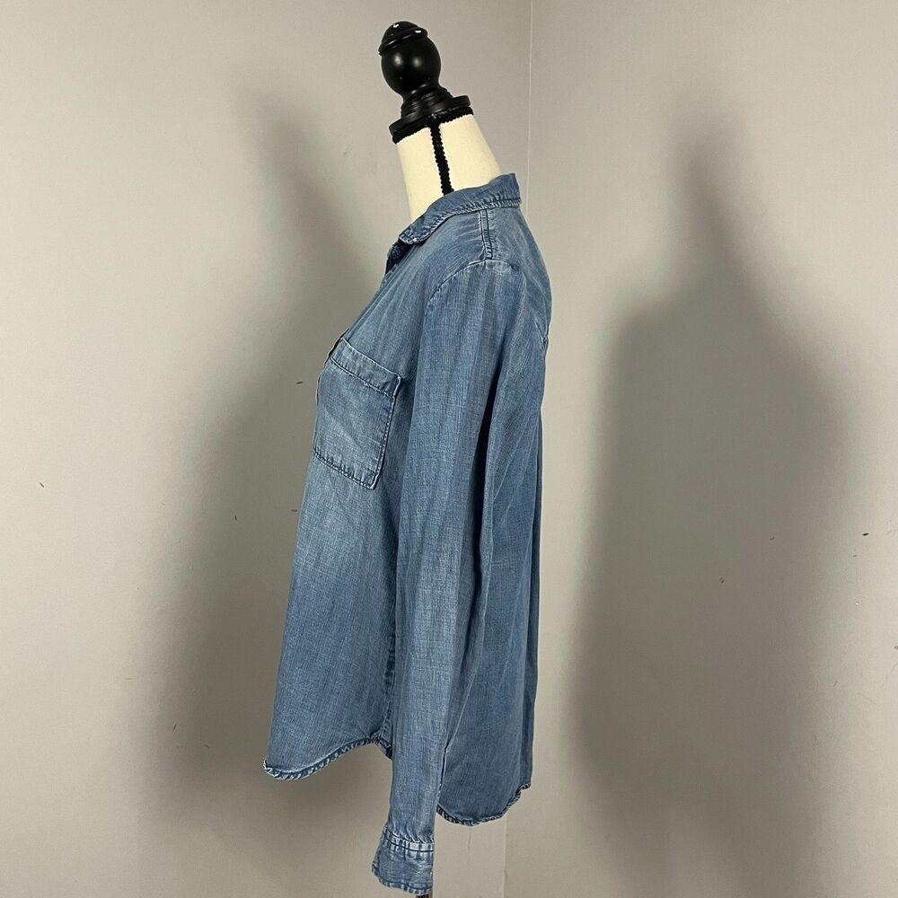 Cloth & Stone Anthropologie Blue Denim Chambray Popover Top Women's Medium - Picture 3 of 6